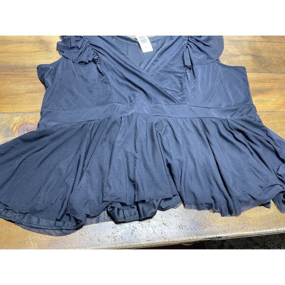 Torrid Black Mesh Surplice Flutter Sleeve Babydoll Top Plus Size 5X - Picture 2 of 9